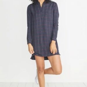 Marine Layer Navy Plaid Savannah Popover Flannel Mini Dress